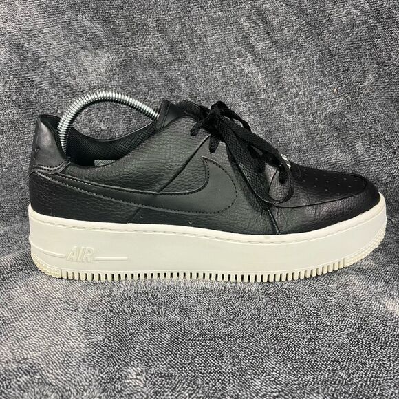 Nike Air Force 1 Sage Low Black Leather with Platform women’s 10 - Picture 2 of 8